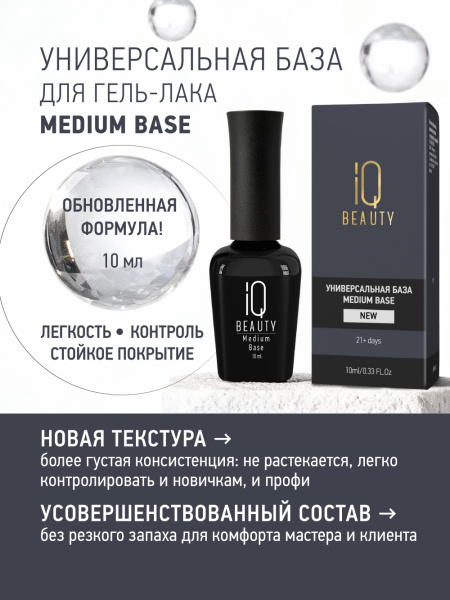 Базовое покрытие для гель-лака универсальное Medium base NEW formula, 10 мл