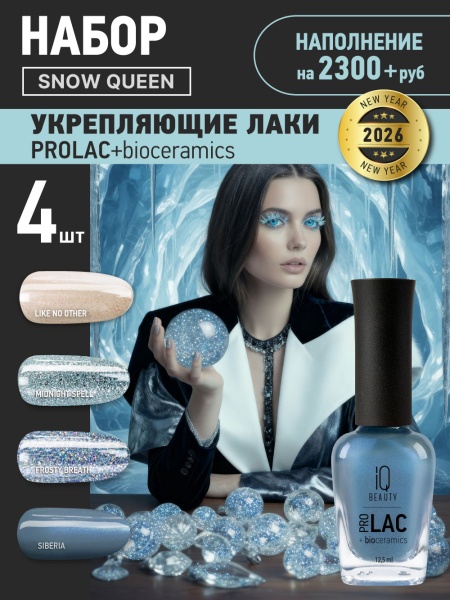 Промо набор лаков для ногтей PROLAC+bioceramics «Snow Queen» мини, 4 шт. по 12.5 мл